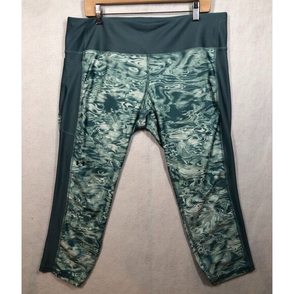 Under Armour UA HeatGear Compression Leggings Seaglass Green 1367028 Women's 2XL - Picture 1 of 8